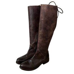 Bed Stu Manchester Boots Brown Leather Tall Equestrian Heel Lace Up Size 7.5